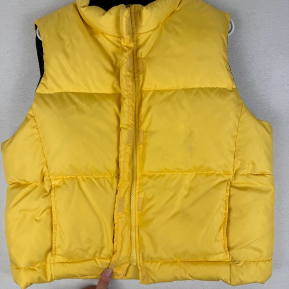 Vintage GAP Women XL Yellow Puffer Vest Y2K Full Zip Velcro Fleece Lined - Picture 4 of 13